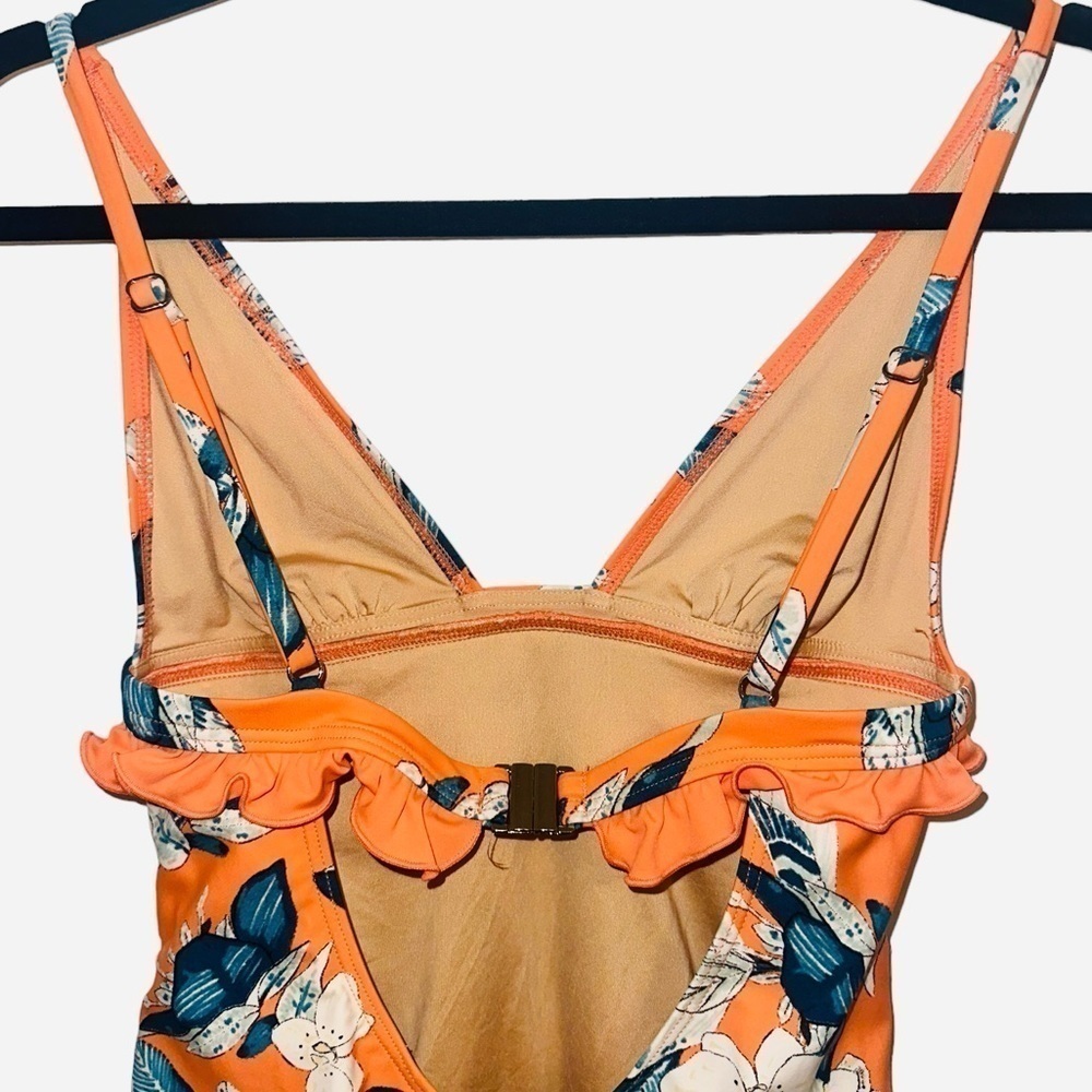 MINKPINK Orange Enchanted Forest Frill Floral One-Piece Swimsuit Size Small - Picture 10 of 16